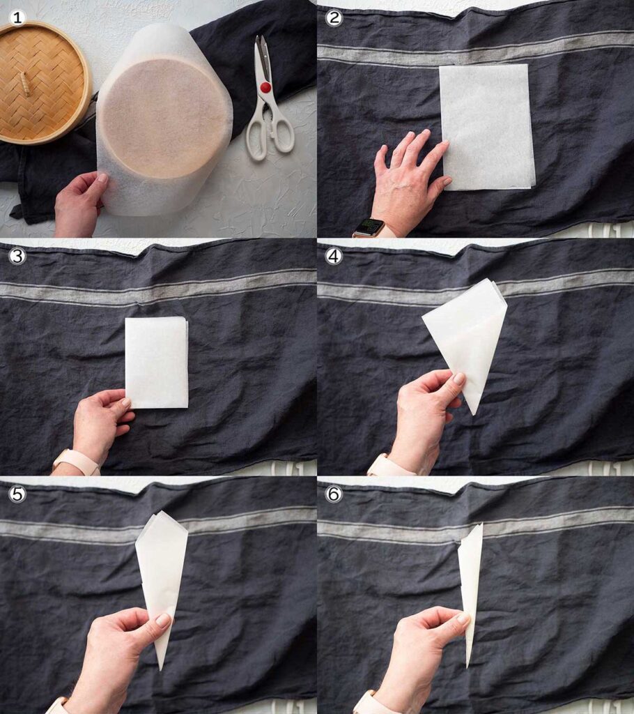 folding paper to create a steamer basket liner