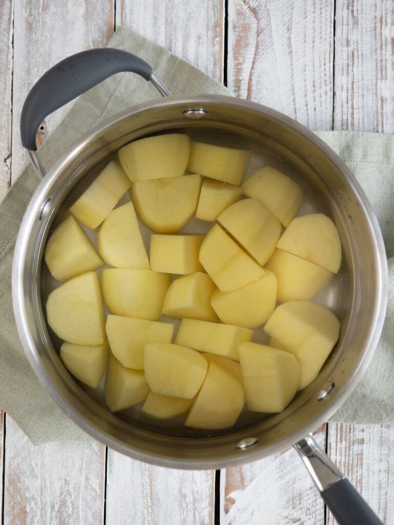 potatoes in a large pot with water ready to boil