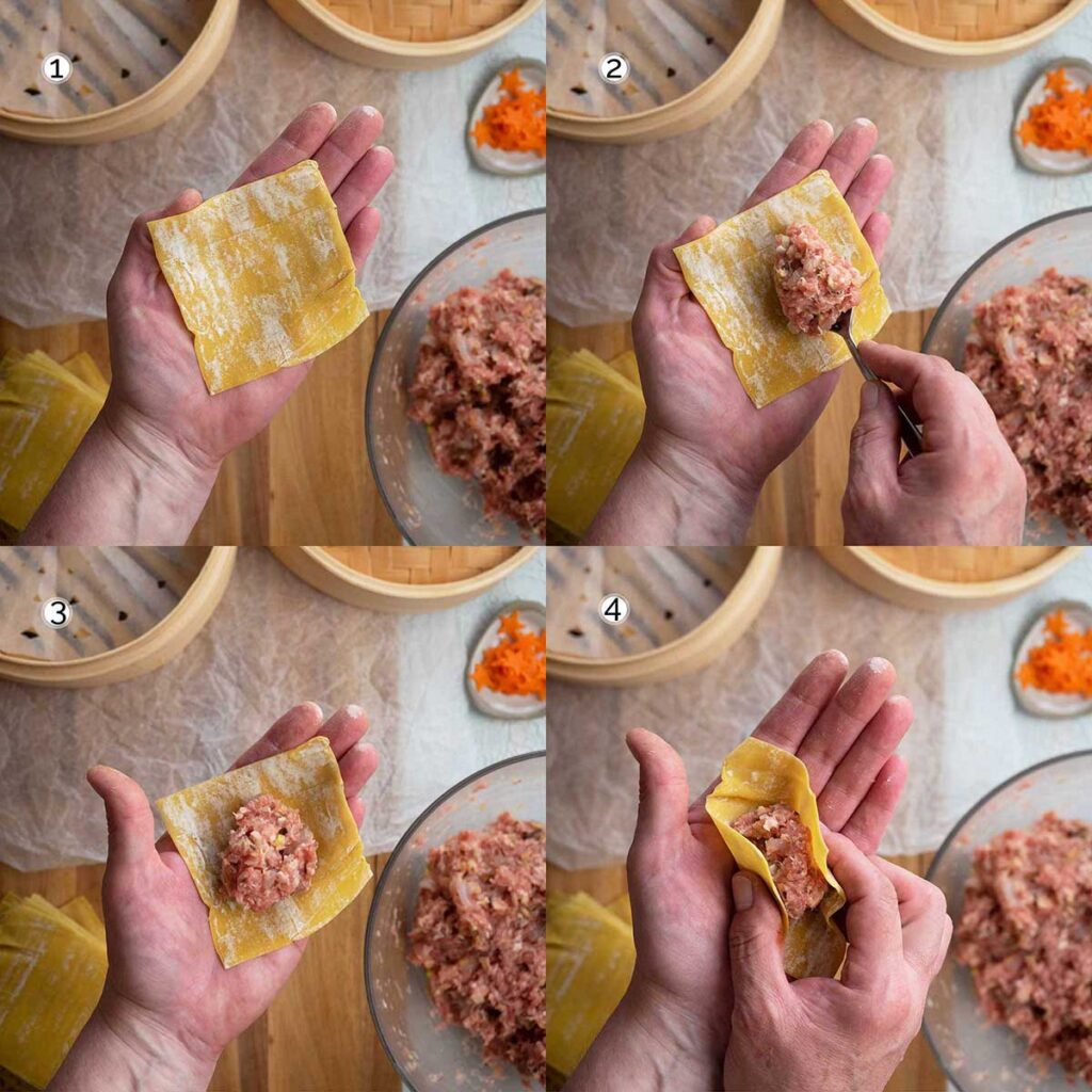 close up of hands folding dumplings
