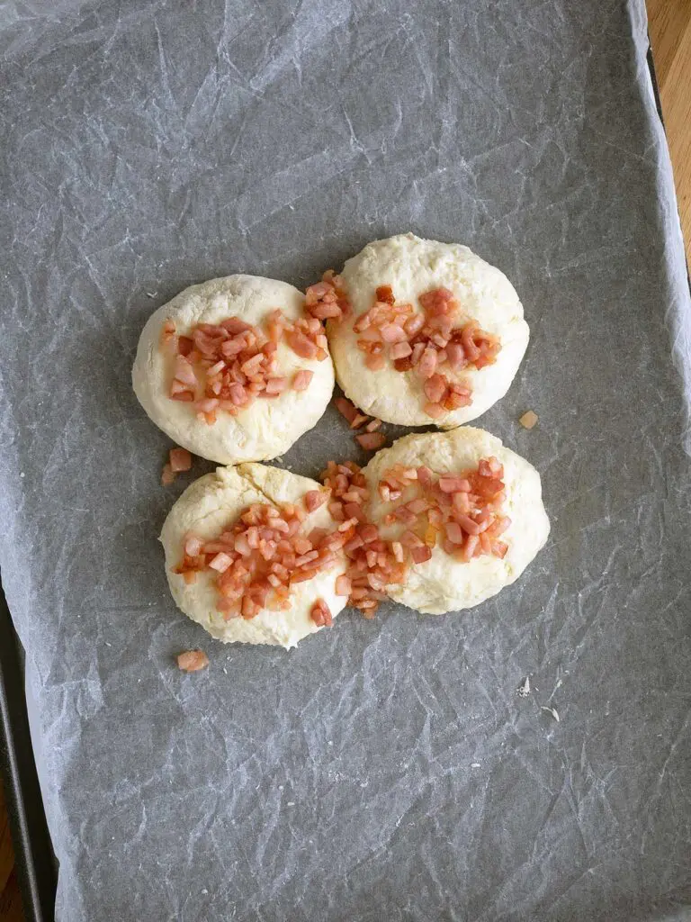 bacon on top of dough balls