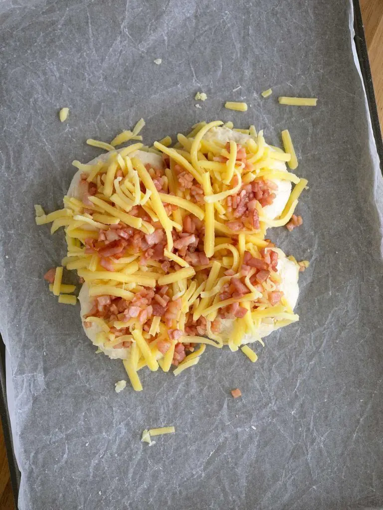 bacon and cheese topped dough balls