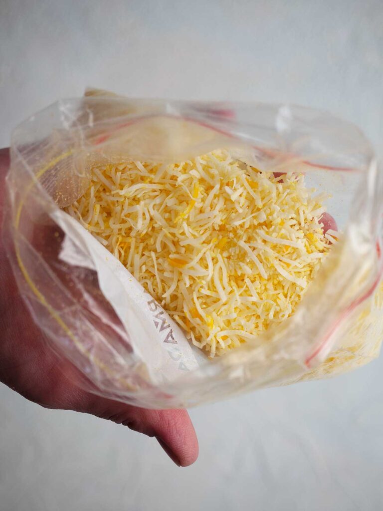 coloured coconut in a zip lock bag