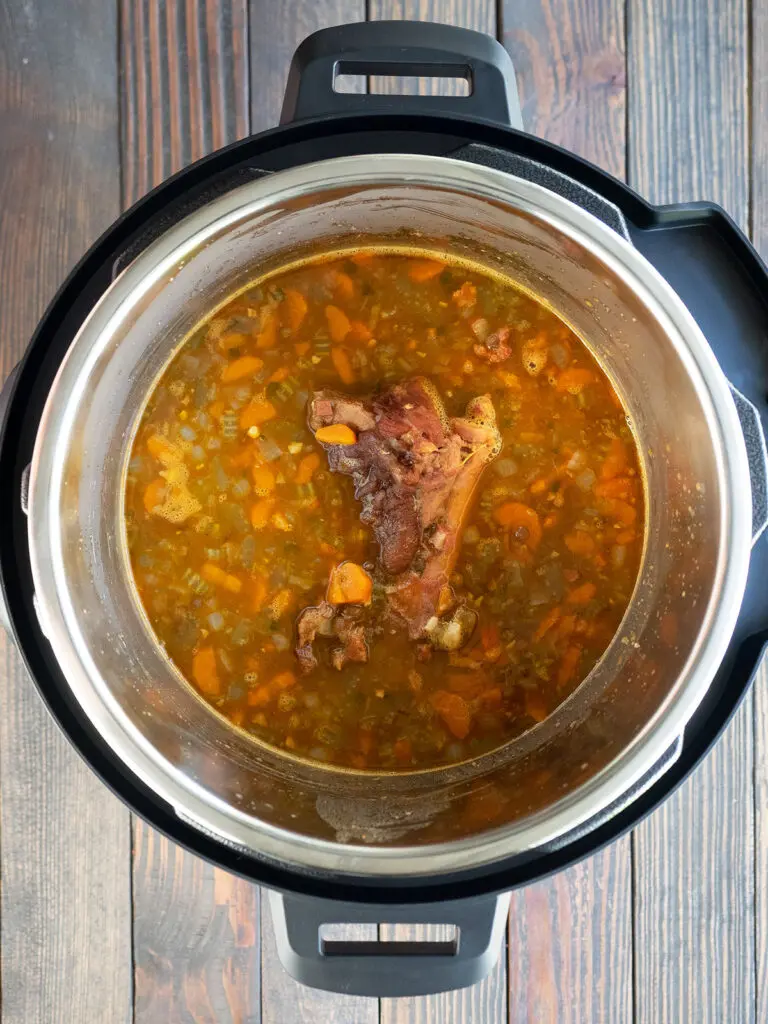 cooked ham and lentil soup in an instant pot