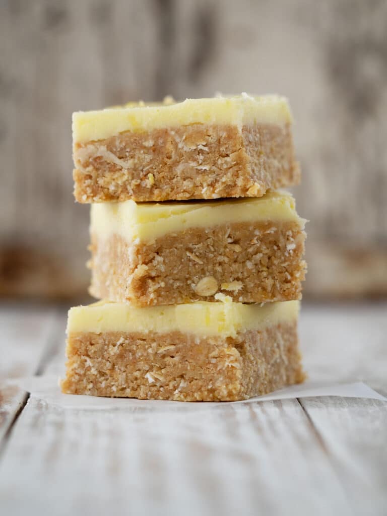 three lemon slice bars stacked on top of each other