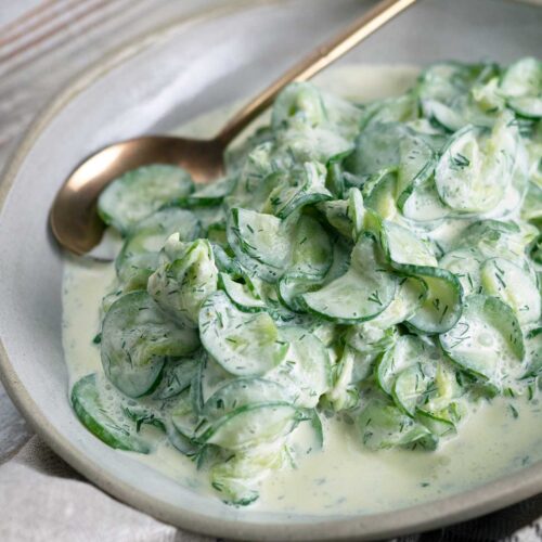 Cucumber Salad with Sour Cream & Dill Belly Rumbles