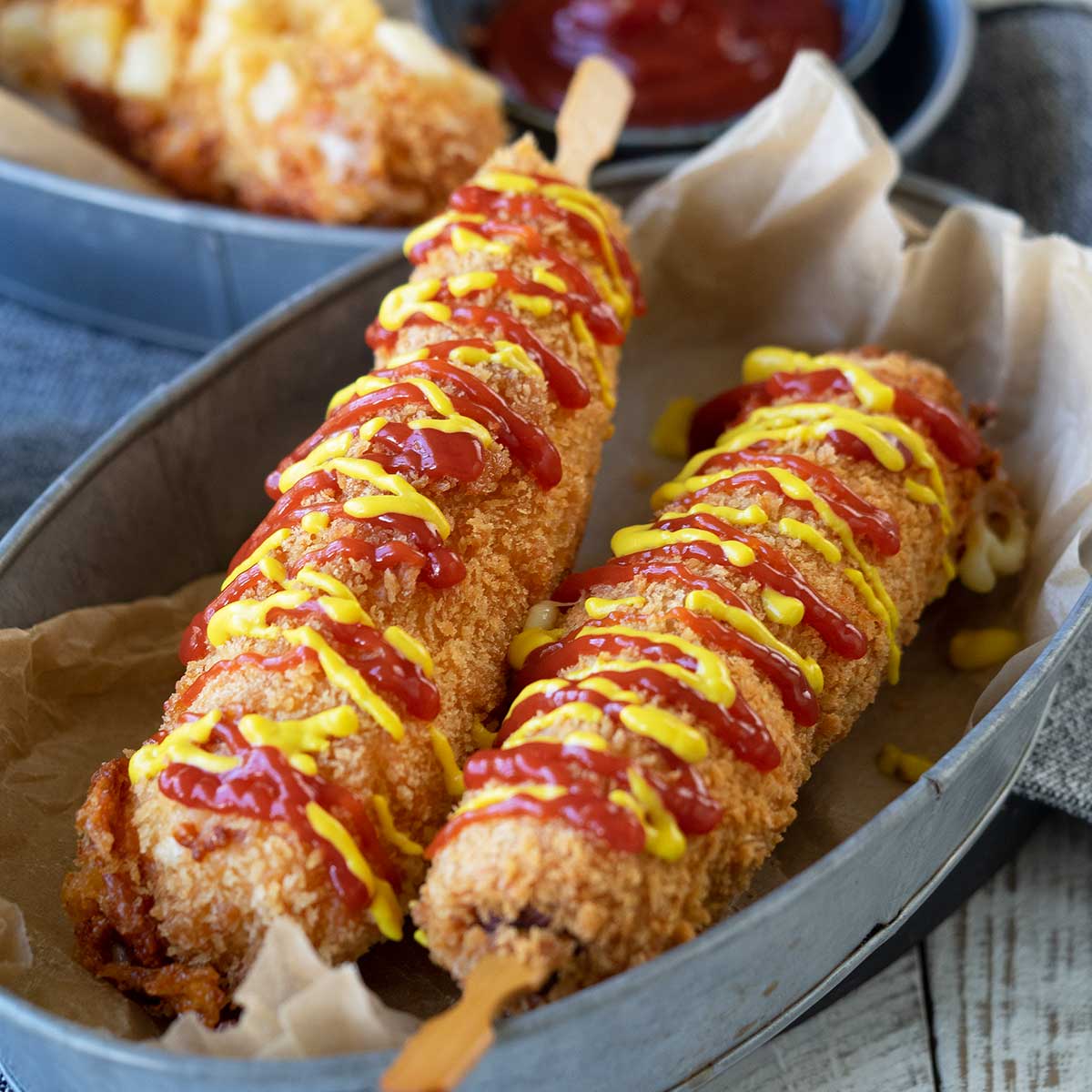 Korean Corn Dog Photos, Images and Pictures