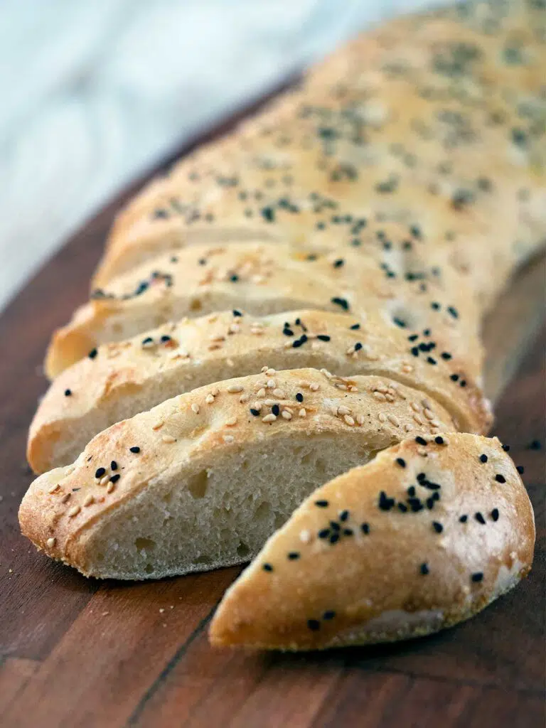 close up on sliced turkish bread