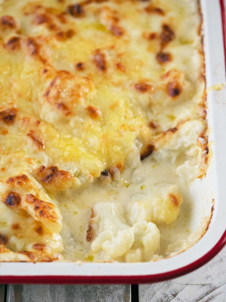 close up of the baked dish