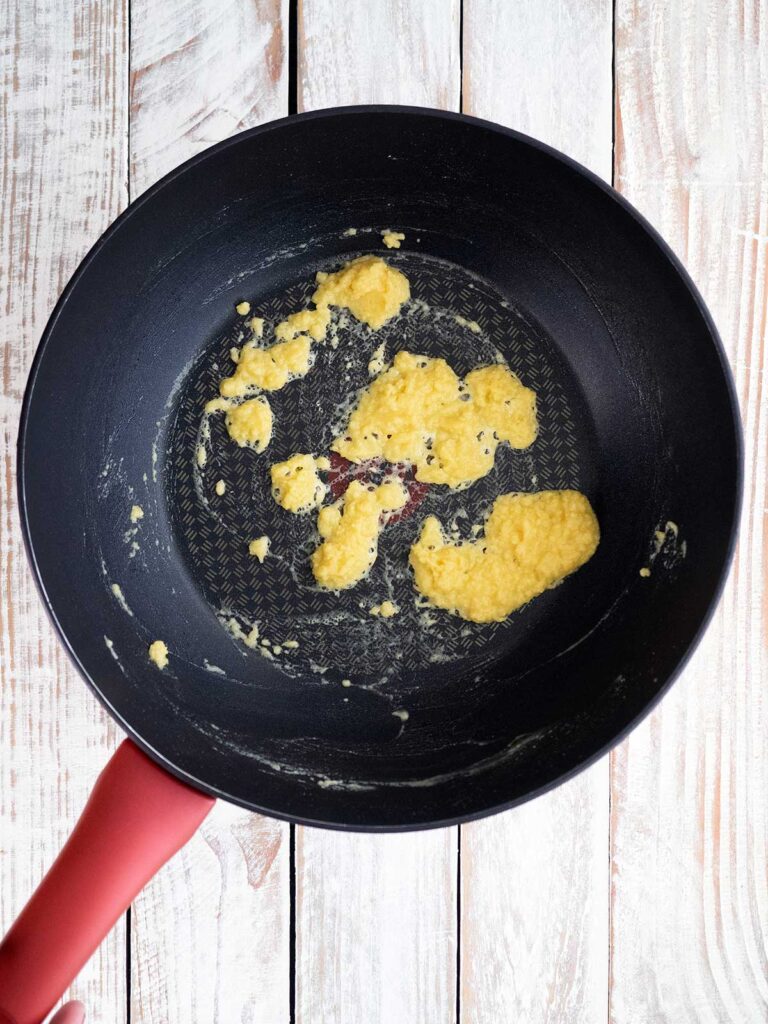 making the roux in a pan