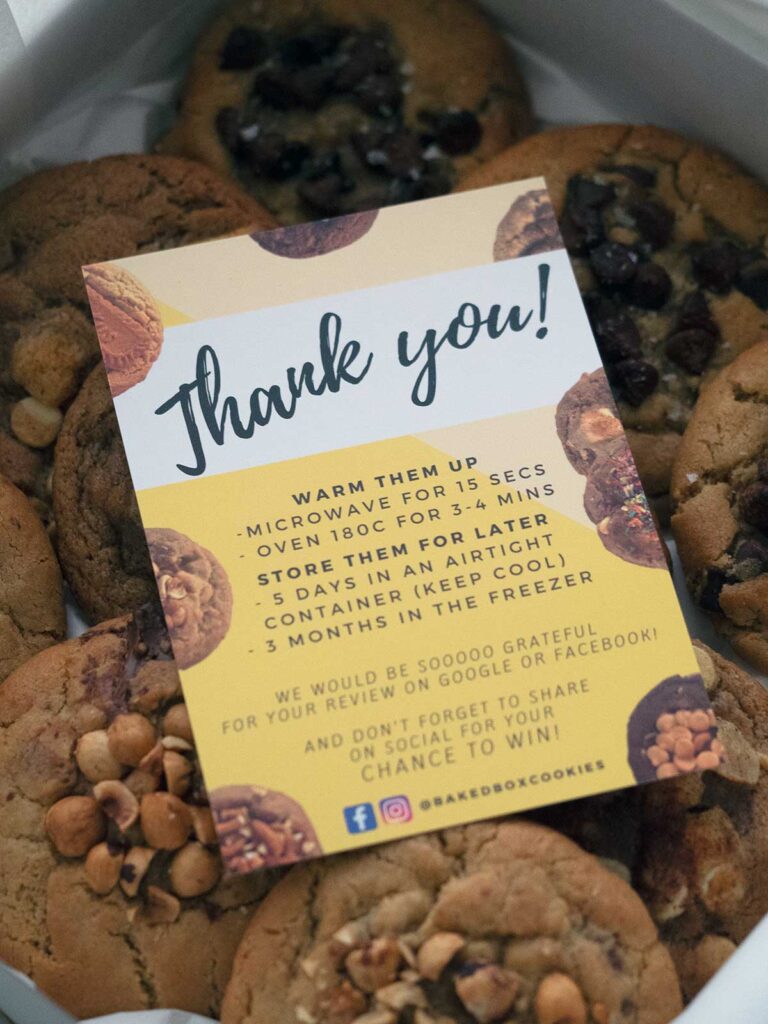 the baked box cookies  and thank you note