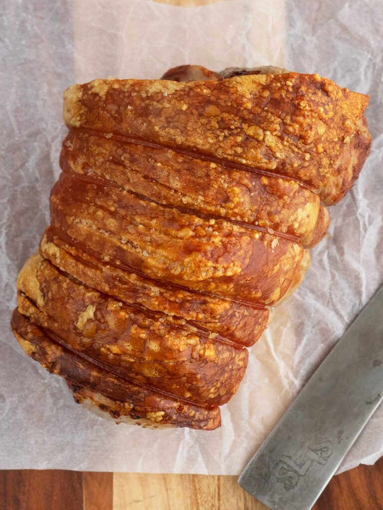 above view of cooked air fryer pork loin