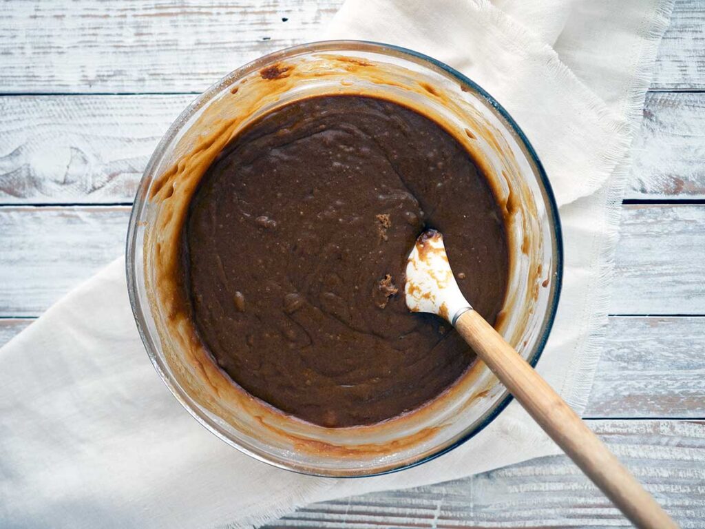 gingerbread cake batter in a bowl
