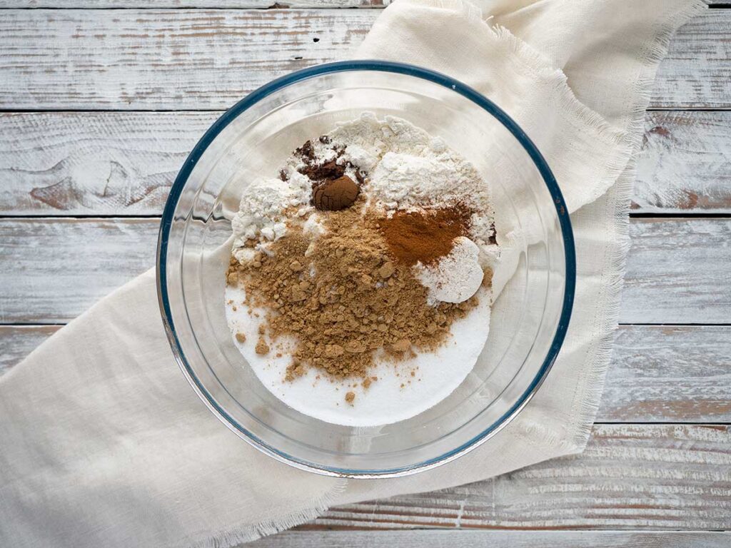 dry ingredients in a glass bowl