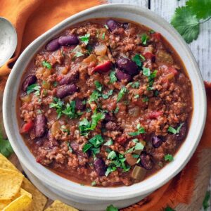 Chilli con carne recipe image.