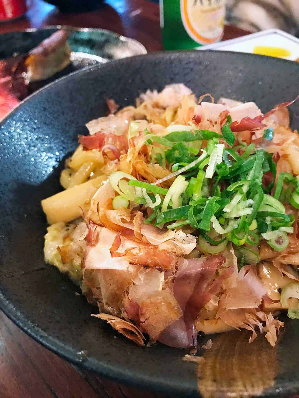 Noodles in a bowl.