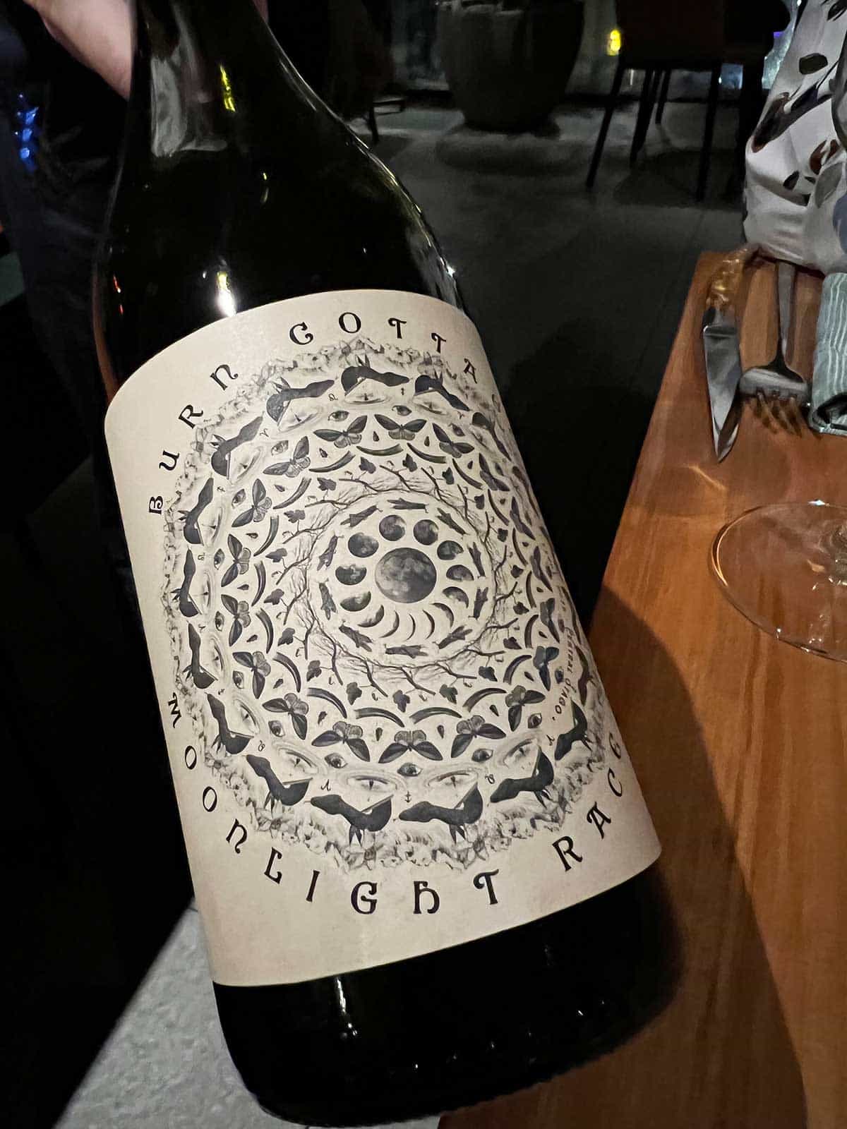 A bottle of Burn Cottage wine.