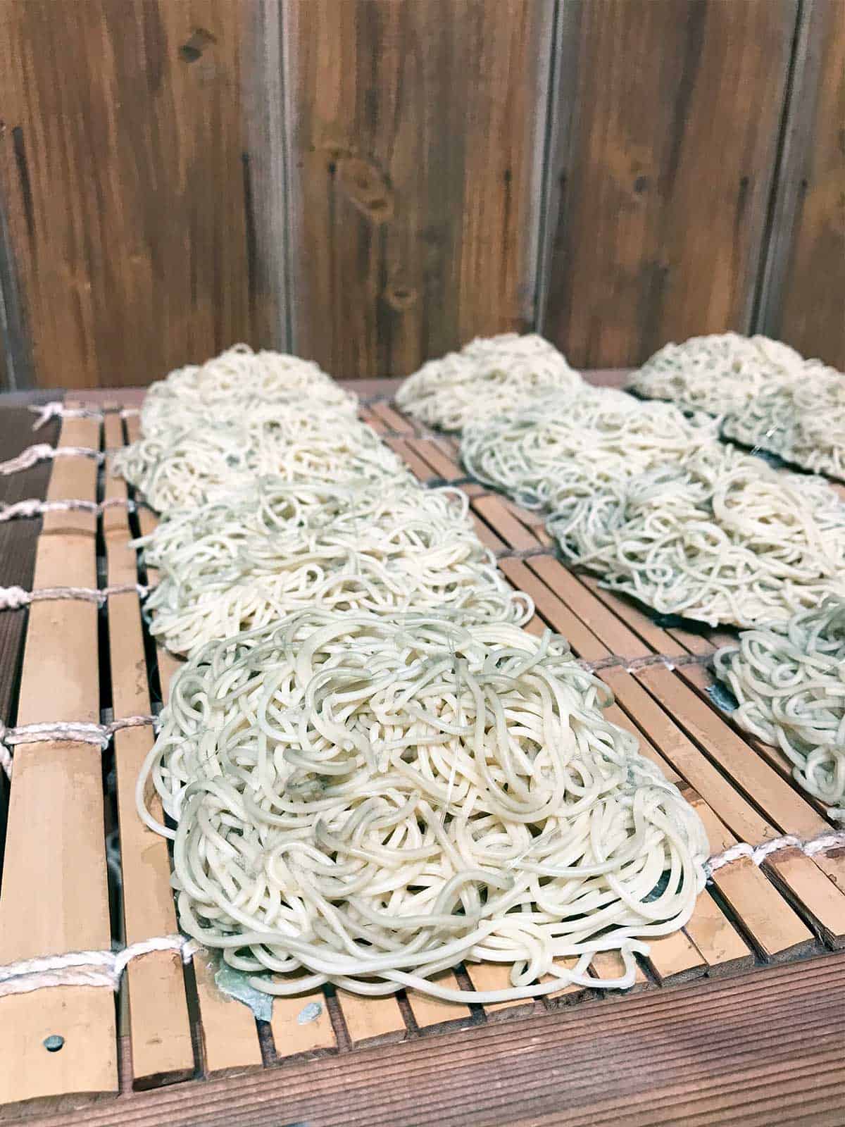 Noodles on display in the recreated kitchen of Momofuku Ando.