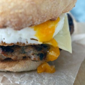 Homemade sausage and egg McMuffin recipe.