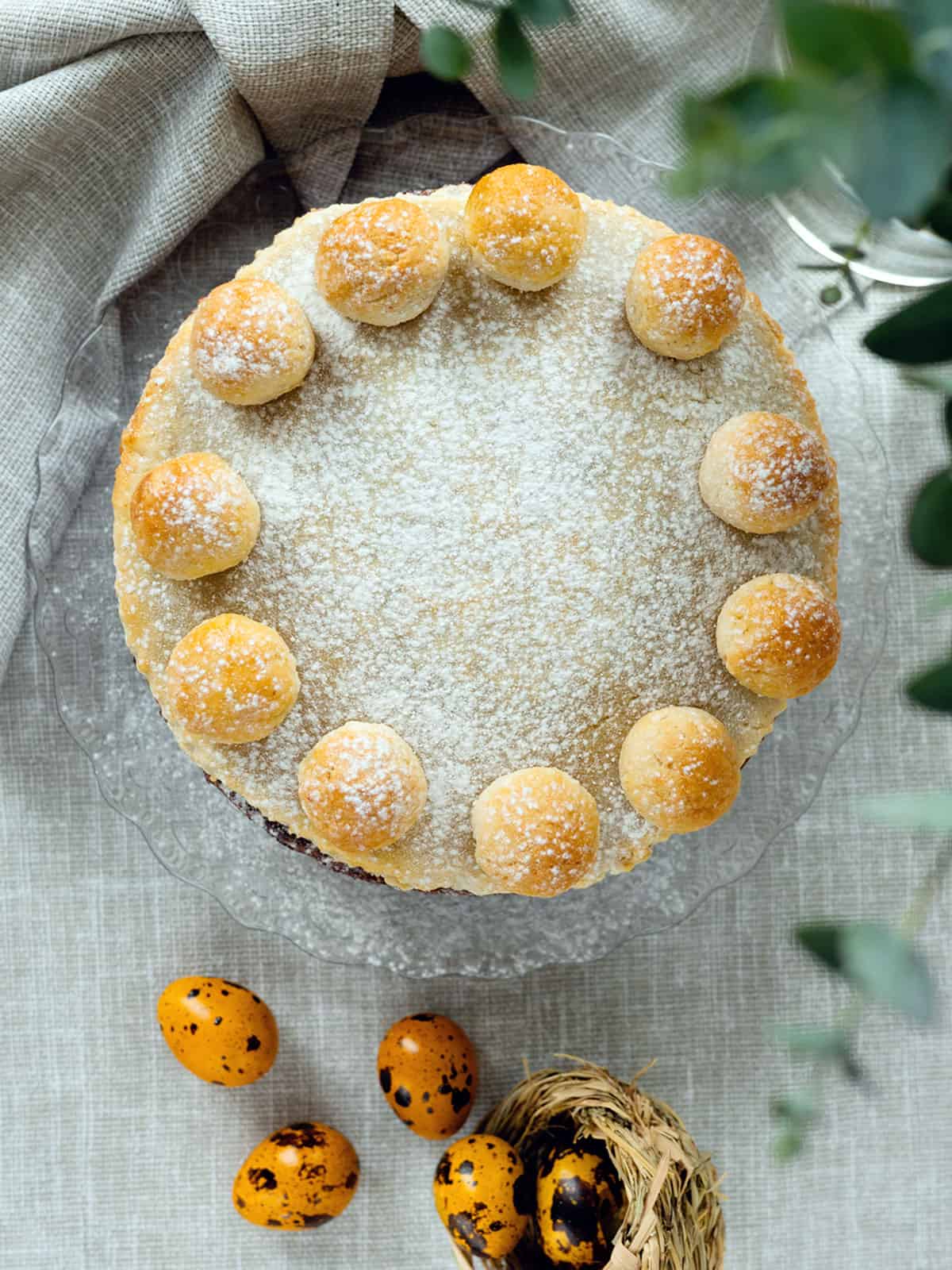 Overhead photo of simnel cake.