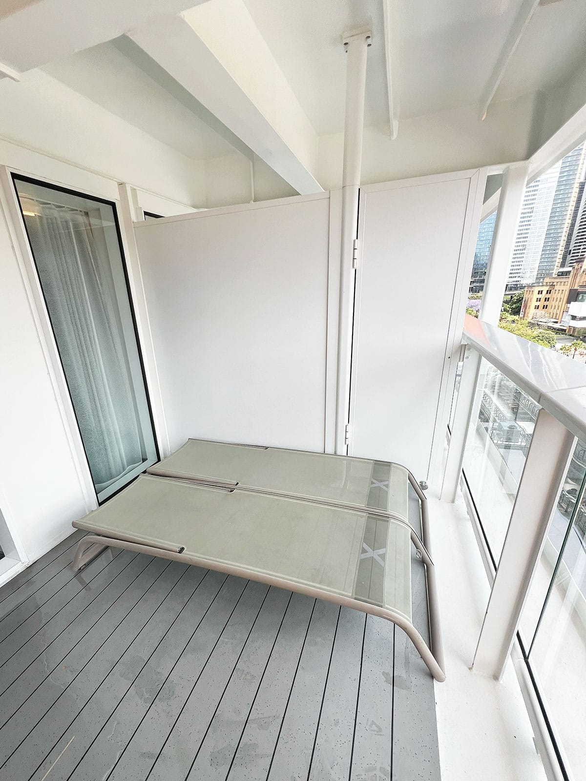 Sun lounges on the suite veranda.