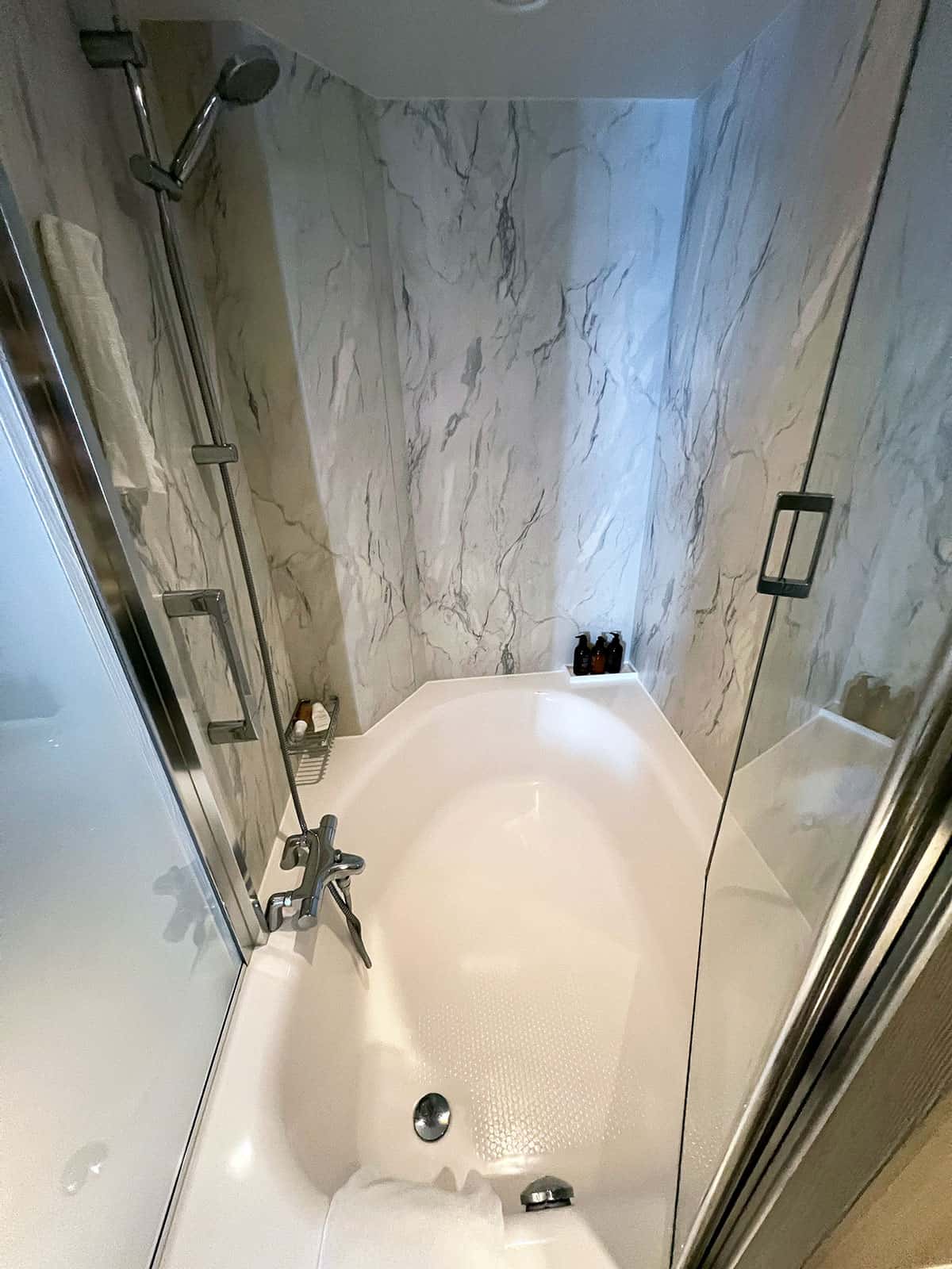 Magic Carpet Suite shower and bath.