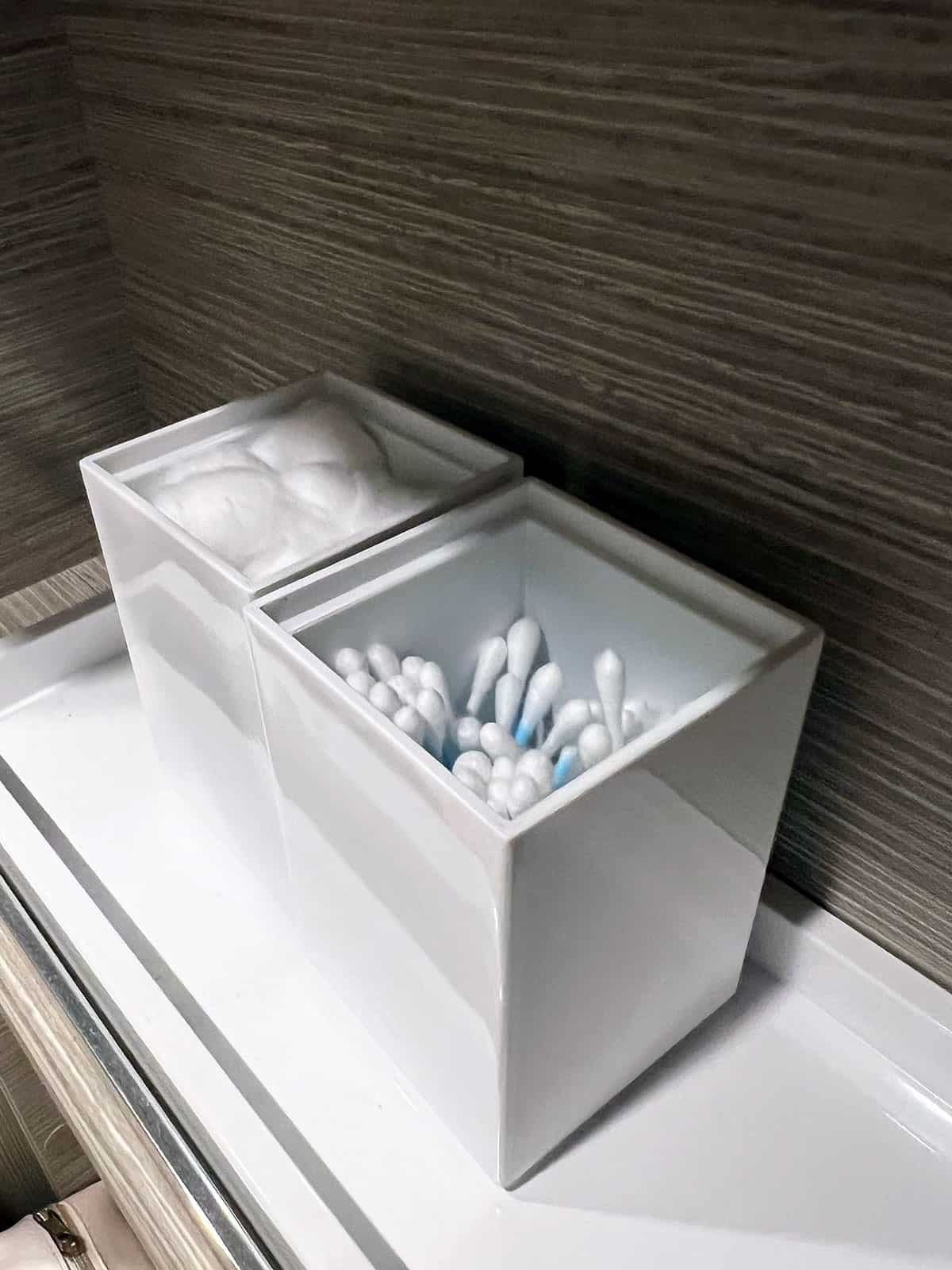 Cotton buds and ear buds.