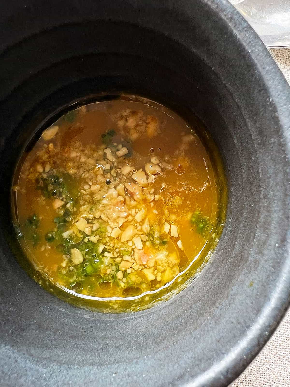 Pumpkin velouté in a cup.