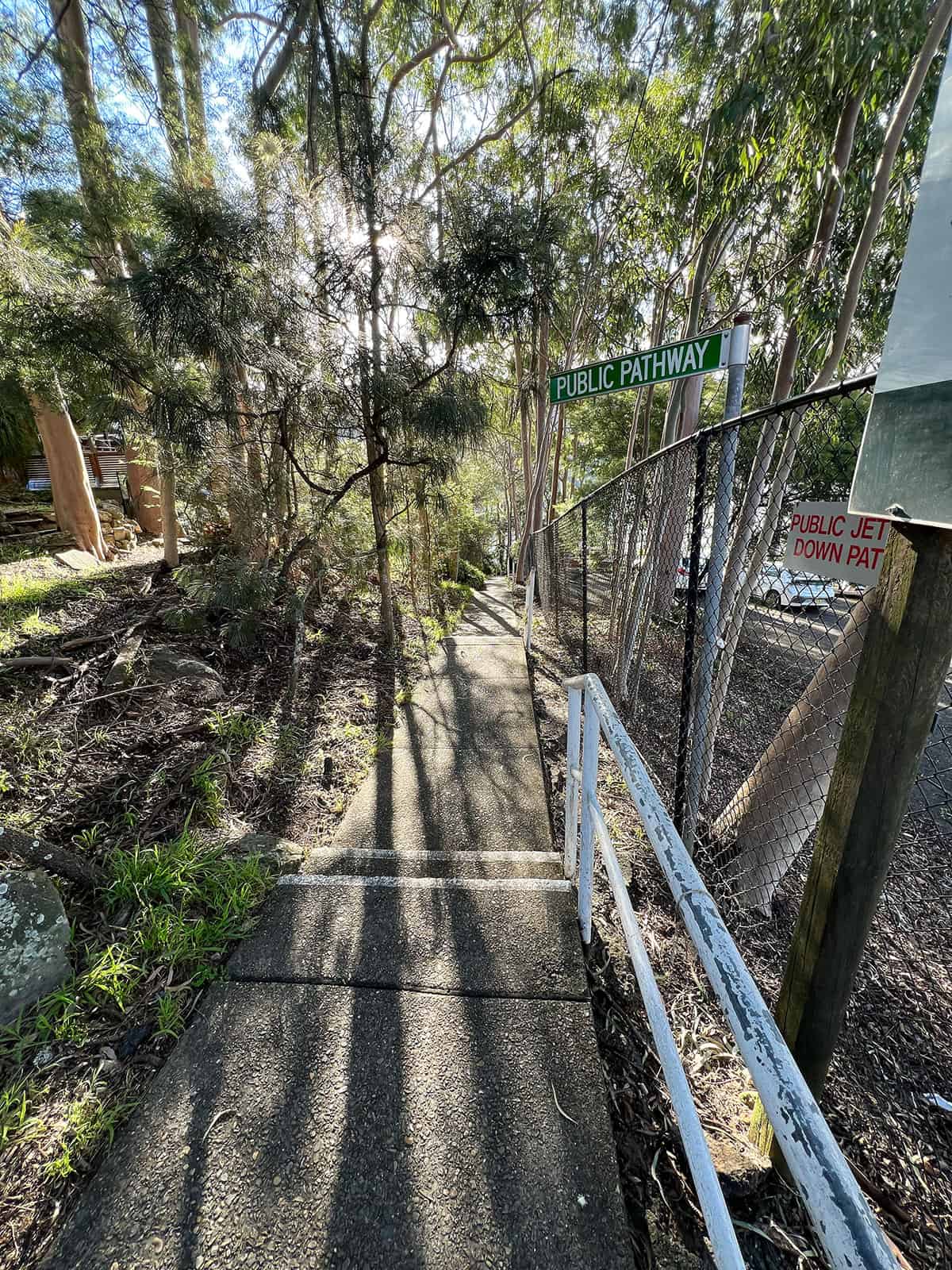 Entrance to stairs leading to Cottage Point Inn.